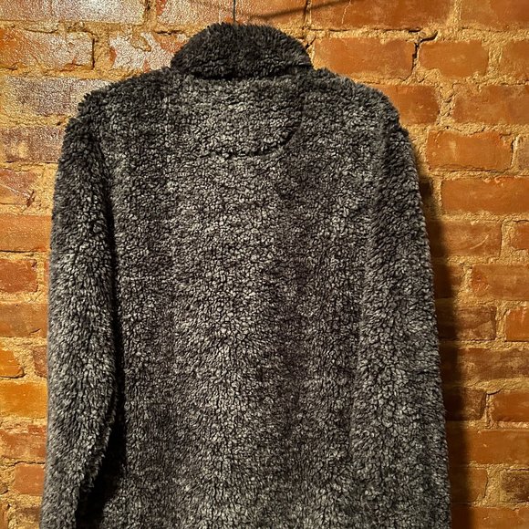 Black Faux Sherpa Quilted Quarter Zip - Picture 2 of 4